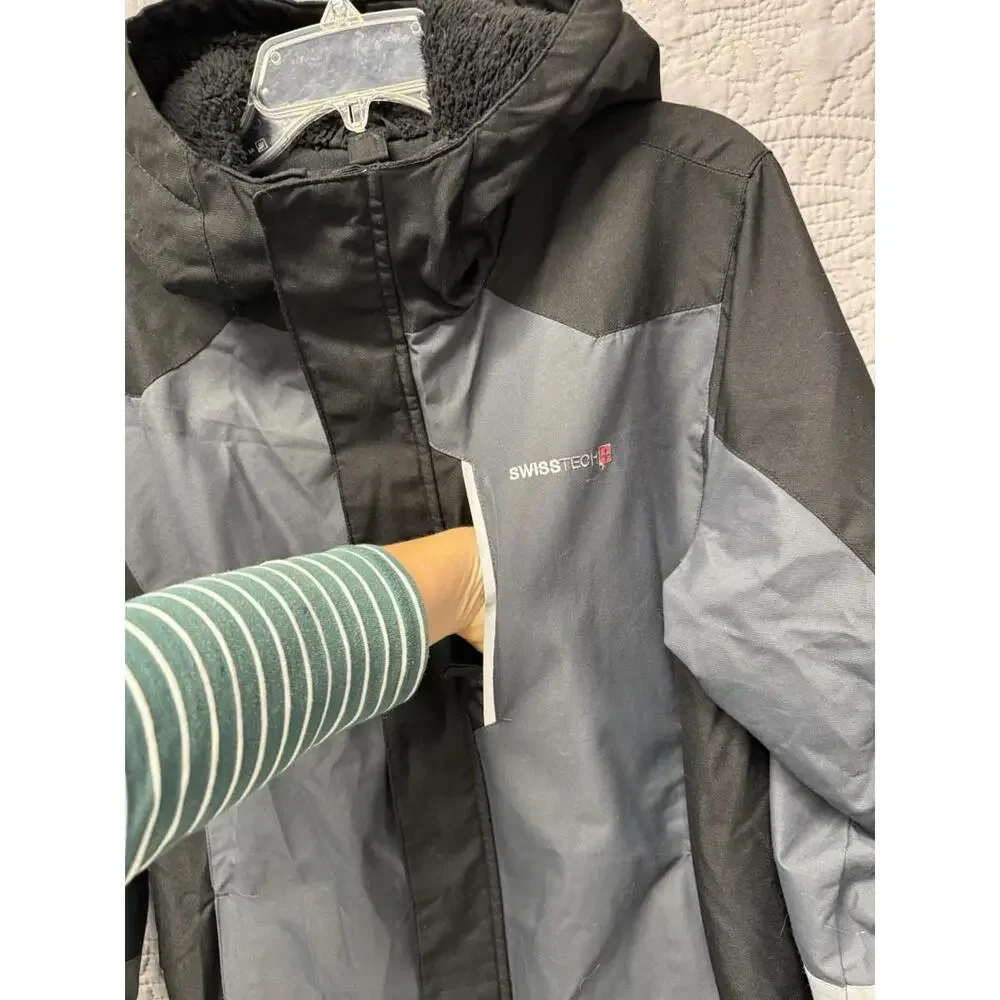 Swiss Tech‎ Black Gray Full Zip Hooded Jacket Coat Youth XXL  18